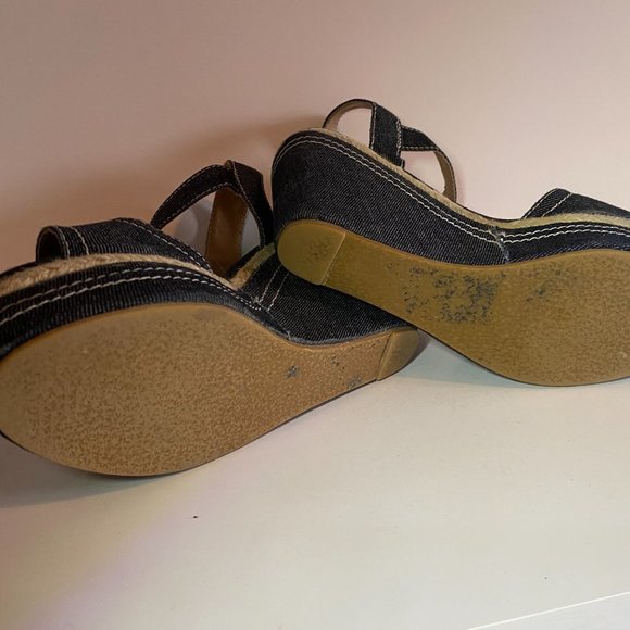 Blue Denim Jeans Platform Shoes Sandals size 7 - Picture 6 of 6